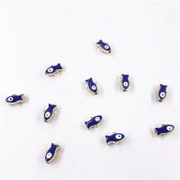 Zinc Alloy Evil Eye Beads Fish gold color plated evil eye pattern & enamel nickel lead & cadmium free 11*7*5mm Sold By Bag