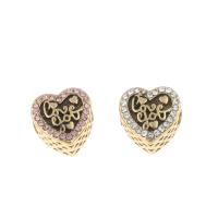 Stainless Steel European Beads 316L Stainless Steel Heart gold color plated with rhinestone Sold By Bag