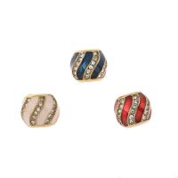 Stainless Steel European Beads 316L Stainless Steel gold color plated enamel & with rhinestone Sold By Bag