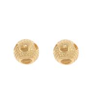 Stainless Steel European Beads 316L Stainless Steel Round gold color plated DIY & hollow Sold By Bag