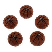 Resin Pendant, with Iron, Basketball, DIY, coffee color, 28x24mm, Hole:Approx 1.8mm, 500PCs/Bag, Sold By Bag