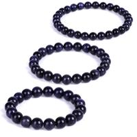 Natural Blue Goldstone Bracelets with Elastic Thread Round fashion jewelry & Unisex Sold By Strand