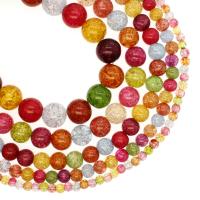 Knistern Quarz Perlen, rund, verschiedene Größen vorhanden, gemischte Farben, Bohrung:ca. 1mm, verkauft per ca. 14.9 ZollInch Strang