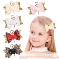 Cloth Children Hair Accessories with Iron Bowknot handmade cute & Girl & fashion jewelry Sold By PC