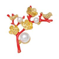 Zinc Alloy Brooch Finding with ABS Plastic Pearl gold color plated DIY & enamel nickel lead & cadmium free Sold By Bag