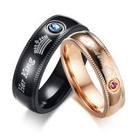 زركونيا مكعب خاتم الإصبع الفولاذ المقاوم للصدأ, مطلي, مجوهرات الموضة & للجنسين & مع زركونيا مكعب, المزيد من الألوان للاختيار, تباع بواسطة PC