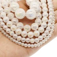 Knistern Quarz Perlen, rund, AB Farben plattiert, verschiedene Größen vorhanden, weiß, Bohrung:ca. 1mm, verkauft per ca. 14.9 ZollInch Strang