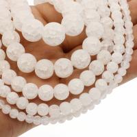 Knistern Quarz Perlen, rund, verschiedene Größen vorhanden & satiniert, weiß, Bohrung:ca. 1mm, verkauft per ca. 14.9 ZollInch Strang