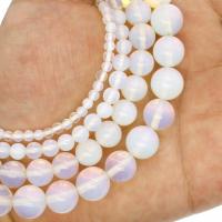 Opal Perlen, rund, verschiedene Größen vorhanden, weiß, Bohrung:ca. 1mm, verkauft per ca. 14.9 ZollInch Strang