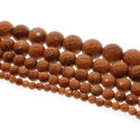 Goldstone Beads, Ronde, verschillende grootte voor keus & gefacetteerde, Gat:Ca 1mm, Per verkocht Ca 14.9 inch Strand