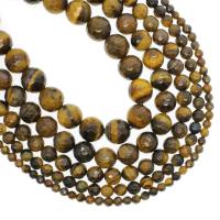 Tiger Eye Beads, Runde, forskellig størrelse for valg & facetteret, Hole:Ca. 1mm, Solgt Per Ca. 14.9 inch Strand