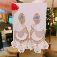 Zinc Alloy Drop Earrings sterling silver post pin gold color plated Korean style & for woman & with rhinestone nickel lead & cadmium free 85mm Sold By Lot