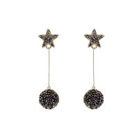 Zinc Alloy Drop Earrings Star gold color plated Korean style & for woman & with rhinestone nickel lead & cadmium free 60mm Sold By Lot