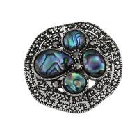 Zinc Alloy Pendant with Abalone Shell antique silver color plated vintage & DIY & with rhinestone nickel lead & cadmium free Approx 8.4mm Sold By Lot