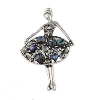 Zinc Alloy Pendant with Abalone Shell Dancing Girl antique silver color plated vintage & DIY & with rhinestone nickel lead & cadmium free Approx 7mm Sold By Lot