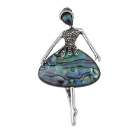 Zinc Alloy Pendant with Abalone Shell Dancing Girl silver color plated vintage & DIY & with rhinestone nickel lead & cadmium free Approx 5mm Sold By Lot