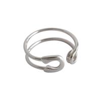 925 sterling zilver Manchet Finger Ring, geplatineerd, mode sieraden & voor vrouw, 16.10mm, 3pC's/Lot, Verkocht door Lot