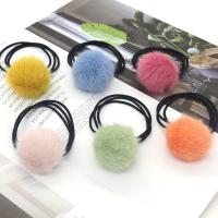 Ponytail Holder Plush with Rubber Band with fluffy ball & for woman 34mm Sold By Lot