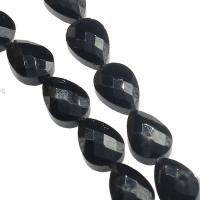 Fashion Glass Beads, Teardrop, fashion jewelry & DIY & faceted, black, 13x10x7mm, Hole:Approx 1mm, 50PCs/Strand, Sold By Strand