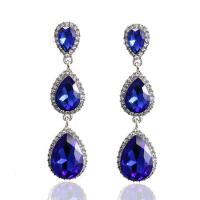 Zinc Alloy Drop Earrings with acrylic rhinestone for woman & with rhinestone 6cmx1.5cm Sold By Pair