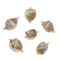 South Sea Shell Connector with Brass Baroque gold color plated 1/1 loop coffee color 20*15mm-19*20mm Approx 1mm Sold By Bag
