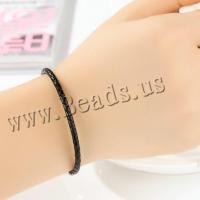 925 Sterling Silver Bracelet, with Leather, fashion jewelry & Unisex, more colors for choice, 2PCs/Lot, Sold By Lot