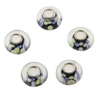 Perles Murano European, chalumeau, avec laiton, bijoux de mode & DIY, 13x7mm, Trou:Environ 4mm, 20PC/sac, Vendu par sac