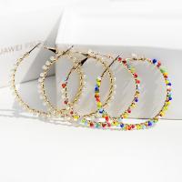 Zinc Alloy Hoop Earring with Seedbead fashion jewelry & for woman 5.8cm Sold By Pair