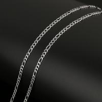 Łańcuch Figaro ze stali nierdzewnej, Stal nierdzewna, biżuteria moda & DIY & łańcuch Figaro, oryginalny kolor, 4.5x3.5x1.5mm,6x3x1.5mm, 50m/szpula, sprzedane przez szpula