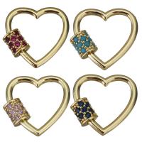 Brass Jewelry Clasps Heart gold color plated micro pave cubic zirconia nickel lead & cadmium free Sold By Lot