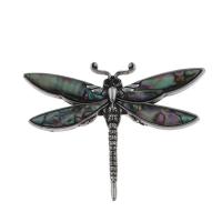 Natural Abalone Shell Pendants Zinc Alloy with Abalone Shell Dragonfly antique silver color plated can be used as brooch or pendant & with rhinestone nickel lead & cadmium free Approx 6mm Sold By Bag