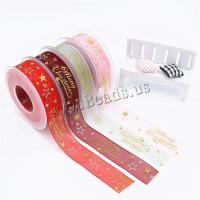Polyester ribbon decoration hot stamping durable & Christmas Design 25mm Sold By Spool