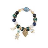 Zinc Alloy Bracelet with Glass Beads plated fashion jewelry & for woman & enamel nickel lead & cadmium free Sold By Strand