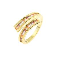 Cúbicos Circonia Micro Pave anillo de latón, metal, chapado en color dorado, micro arcilla de zirconia cúbica & para mujer, libre de níquel, plomo & cadmio, 19x7x2mm, tamaño:4.5, Vendido por UD