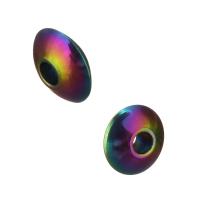 Perlas de acero inoxidable, chapado, Joyería & Bricolaje, multicolor, 6x2.50x6mm, agujero:aproximado 2mm, 100PCs/Grupo, Vendido por Grupo