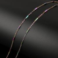 Ovalni lanac od nehrđajućeg čelika, Nehrđajući čelik, multi-boji, 5x2x2mm,2x1.5x0.3mm, 10m/spool, Prodano By spool