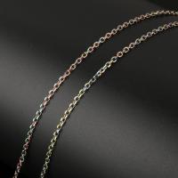 Rustfrit stål Oval Chain, Stainless Steel, med plast spole, oval kæde, flerfarvede, 3x2.50x0.50mm, 10m/Spool, Solgt af Spool