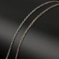 Nerezová ocel Oval řetěz, Nerez, s plastová špulka, oválný řetězu, multi-barevný, 3x2.50x0.50mm, 10m/spool, Prodáno By spool
