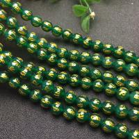 Natural Green Agaat kralen, Groene Agaat, Ronde, gepolijst, mode sieraden & DIY & verschillende grootte voor keus, groen, Per verkocht Ca 15 inch Strand
