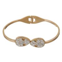 Bracelet en acier inoxydable, avec argile, Plaqué de couleur d'or rose, bijoux de mode & pour femme, 11.5mm,2.5mm,61x44mm, Vendu par PC