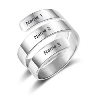ROSTFRITT STÅL Cuff finger ring, plated, mode smycken & för kvinna, silver, 17mm, Säljs av PC