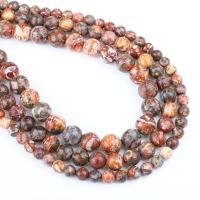 pietra color pelle di leopardo perla, Cerchio, formato differente per scelta, rosso, Foro:Appross. 1mm, Venduto per Appross. 14.9 pollice filo