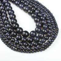 Natural Blue Goldstone Beads Round blue Approx 1mm Sold Per Approx 14.9 Inch Strand