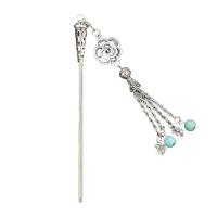 Hair Stick Zinc Alloy with Turquoise antique silver color plated vintage & for woman nickel lead & cadmium free 125mm Sold By PC