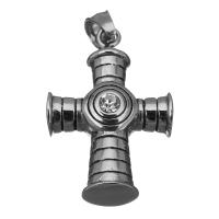 Nehrđajućeg čelika križa Privjesci, Nehrđajući čelik, modni nakit & pocrniti, 24x36.5x12mm, Rupa:Približno 5x7.5mm, Prodano By PC