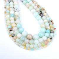 Amazonit Perlen, rund, verschiedene Größen vorhanden, himmelblau, Bohrung:ca. 1mm, verkauft per ca. 14.9 ZollInch Strang