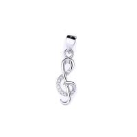 Cubic Zirconia Micro Pave 925 Sterling Silver Pendant Music Note platinum plated micro pave cubic zirconia & hollow metallic color plated Sold By PC