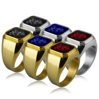 زركونيا مكعب خاتم الإصبع الفولاذ المقاوم للصدأ, مطلي, مجوهرات الموضة & حجم مختلفة للاختيار & مع زركونيا مكعب, المزيد من الألوان للاختيار, 16x5mm, تباع بواسطة PC
