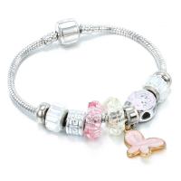 European Bracelet Chain, Zinc Alloy, met Glazen kralen, plated, mode sieraden & verschillende grootte voor keus & voor vrouw, nikkel, lood en cadmium vrij, Verkocht door Strand