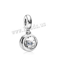 Zinc Alloy European Pendant Owl plated DIY & with rhinestone metallic color plated Sold By Lot